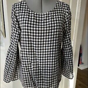 Madewell. Black and White Gingham Top